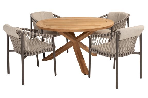 17071-91417-91499_ Allora dining set Terre with Prado dining table Teak 130cm 01.jpg