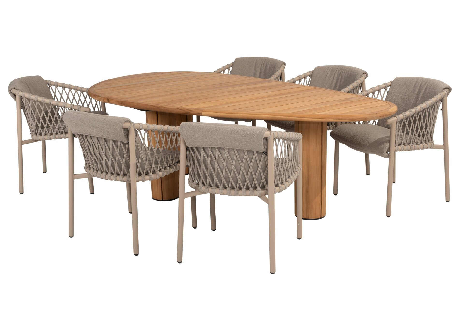 17070-91618-91669_ Allora dining set Latte with Corsica pebble shape table teak 01.jpg