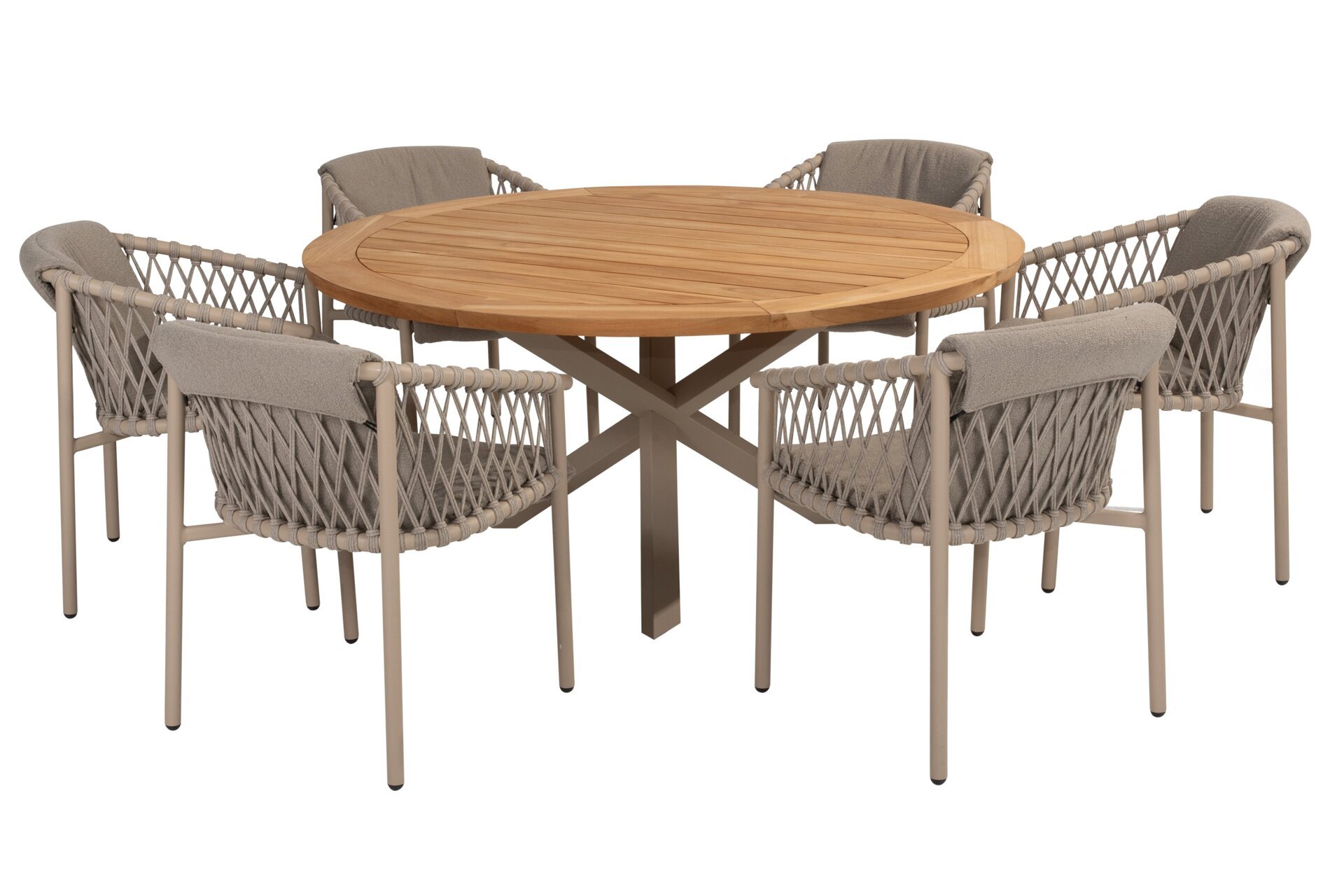 17070-91306-91537_ Allora dining set Latte with Prado dining table Teak top 160cm 01.jpg